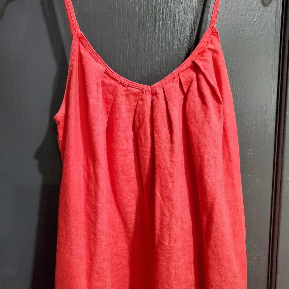 Red Linen Summer Dress - Size Small